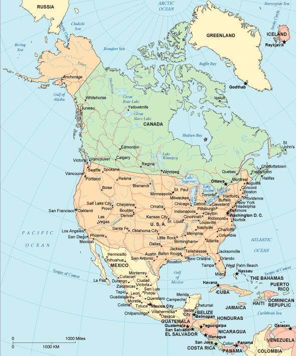 Map of North America