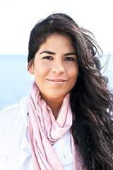 beautiful Native American girl on a North America shoreline